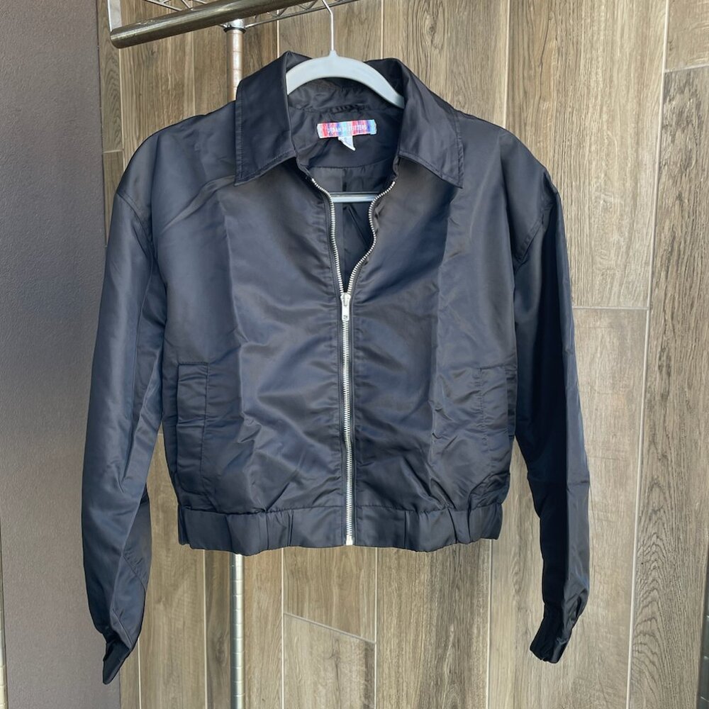 Black Cropped Bomber Jacket - Urban Outfitters